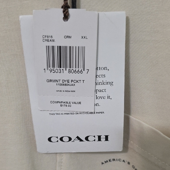 Coach Cream Short Sleeve Tee Relaxed Fit - Picture 2 of 4